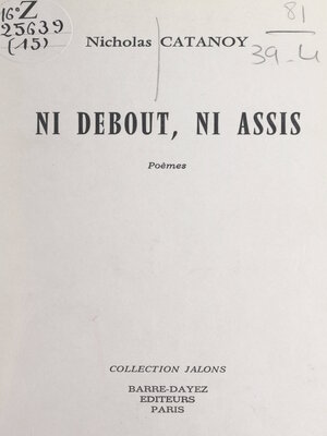 cover image of Ni debout, ni assis